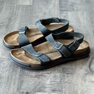 Birkenstock Womens Senora Oiled Leather Black Open Toe Strappy Sandals Size 9